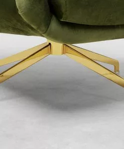 Kare Design Bellissima Pyörivä Nojatuoli - Samettia, Vihreä -Huonekalu kauppa fotel obrotowy welurowy pikowany zielony nogi zlote 78x93 cm 7