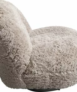 Kare Design Fluffy Pyörivä Nojatuoli, Beige -Huonekalu kauppa fotel obrotowy z tkaniny imitujacej futro 76x72 cm brazowy 3