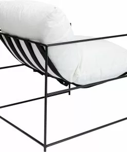 Kare Design Cuby Garden Nojatuoli Ulkokäyttöön, Valkoinen -Huonekalu kauppa fotel ogrodowy bialy rama stalowa czarna 71x85 cm 4