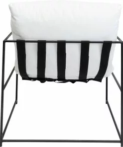 Kare Design Cuby Garden Nojatuoli Ulkokäyttöön, Valkoinen -Huonekalu kauppa fotel ogrodowy bialy rama stalowa czarna 71x85 cm 5