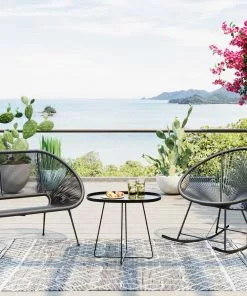 Kare Design Acapulco Keinutuoli, Musta -Huonekalu kauppa fotel ogrodowy bujany czarny nogi stalowe 73x85 cm 11