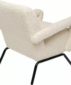 Kare Design Sascha Tuoli - "teddykarvainen", Kermanvärinen -Huonekalu kauppa fotel tapicerowany skandynawski kremowy nogi czarne 61x75 cm 4