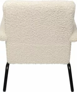Kare Design Sascha Tuoli - "teddykarvainen", Kermanvärinen -Huonekalu kauppa fotel tapicerowany skandynawski kremowy nogi czarne 61x75 cm 5