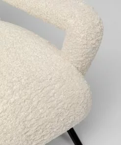 Kare Design Sascha Tuoli - "teddykarvainen", Kermanvärinen -Huonekalu kauppa fotel tapicerowany skandynawski kremowy nogi czarne 61x75 cm 6