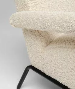 Kare Design Sascha Tuoli - "teddykarvainen", Kermanvärinen -Huonekalu kauppa fotel tapicerowany skandynawski kremowy nogi czarne 61x75 cm 9
