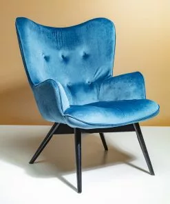 Kare Design Black Vicky Velvet Nojatuoli Sinivihreä