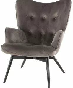 Kare Design Black Vicky Velvet Nojatuoli Harmaa -Huonekalu kauppa fotel vicky 59x92 cm szary nogi czarne 3