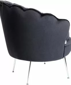 Kare Design Water Lily Nojatuoli - Musta, Kromi -Huonekalu kauppa fotel water lily 85x83 cm czarny nogi srebrne 4