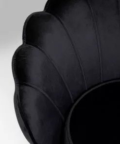 Kare Design Water Lily Nojatuoli - Musta, Kulta -Huonekalu kauppa fotel welurowy muszelka czarny nogi zlote 85x83 cm 6