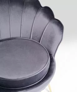 Kare Design Water Lily Nojatuoli - Harmaa, Kulta -Huonekalu kauppa fotel welurowy muszelka szary nogi zlote 85x83 cm 5