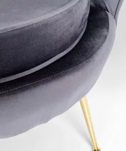 Kare Design Water Lily Nojatuoli - Harmaa, Kulta -Huonekalu kauppa fotel welurowy muszelka szary nogi zlote 85x83 cm 7