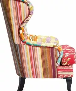 Kare Design Patchwork Nojatuoli, Punainen -Huonekalu kauppa fotel wing patchwork 72x110 cm kolorowy 3