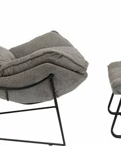 Kare Design Snuggle Nojatuoli + Rahi - Harmaa (2/osaa) -Huonekalu kauppa fotel z podnozkiem szary nogi czarne 94x91 cm 2 scaled