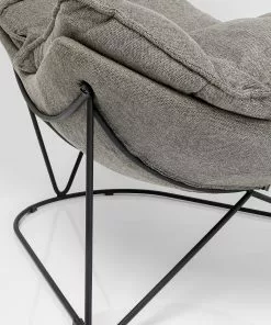 Kare Design Snuggle Nojatuoli + Rahi - Harmaa (2/osaa) -Huonekalu kauppa fotel z podnozkiem szary nogi czarne 94x91 cm 8