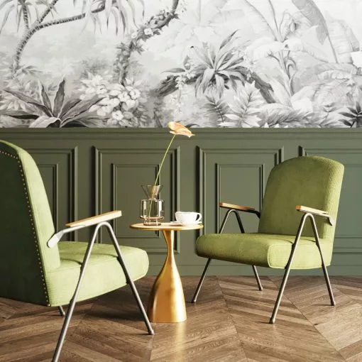 Kare Design Ryan Nojatuoli, Vihreä -Huonekalu kauppa fotel z tkaniny sztruksowej z drewnianymi podlokietnikami 54 x 82 cm zielony 9