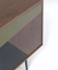 Kare Design Lamello Clolore Sivupöytä Senkki - Monivärinen 200x70cm -Huonekalu kauppa komoda 4 drzwiowa brazowa fornir orzech front geometryczny 200x70 cm 12