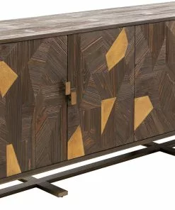 Kare Design Salerno Senkki, Sivupöytä - Massiivikuusi, Metalli 180x83cm -Huonekalu kauppa komoda 4 drzwiowa drewno jodlowe i stal 180x83 cm 2