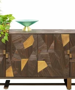 Kare Design Salerno Senkki, Sivupöytä - Massiivikuusi, Metalli 180x83cm -Huonekalu kauppa komoda 4 drzwiowa drewno jodlowe i stal 180x83 cm 3