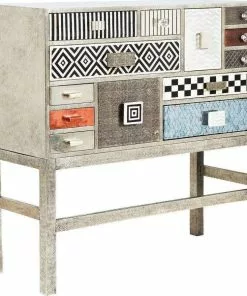 Kare Design Chalet Korkea Lipasto 13 Laatikkoa, Hopea -Huonekalu kauppa komoda chalet 110x105 cm kolorowa 2