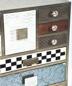 Kare Design Chalet Korkea Lipasto 13 Laatikkoa, Hopea -Huonekalu kauppa komoda chalet 110x105 cm kolorowa 7