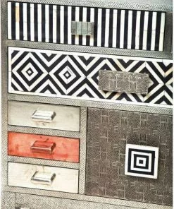 Kare Design Chalet Korkea Lipasto 13 Laatikkoa, Hopea -Huonekalu kauppa komoda chalet 110x105 cm kolorowa 9