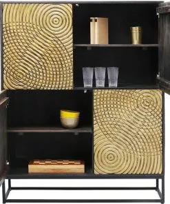 Kare Design Circulo Kaappi -Huonekalu kauppa komoda circulo 120x150 cm czarno zlota 4