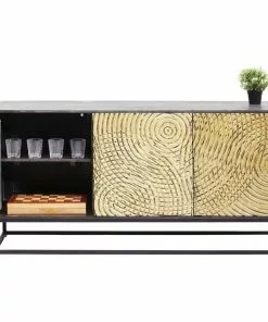 Kare Design Circulo Senkki -Huonekalu kauppa komoda circulo 160x80 cm czarno zlota 4