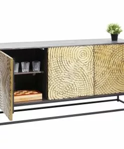 Kare Design Circulo Senkki -Huonekalu kauppa komoda circulo 160x80 cm czarno zlota 5