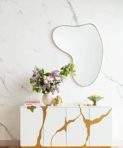 Kare Design Cracked Senkki, Sivupöytä - Valkoinen/kulta 165x80cm -Huonekalu kauppa komoda cracked 165x80 cm bialo zlota 12