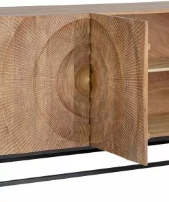 Kare Design Madeira Hell Senkki, Sivupöytä 177x75cm -Huonekalu kauppa komoda drewniana czterodrzwiowa boho podstawa czarna 177x75 cm 3