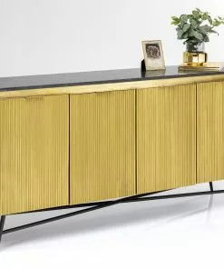 Kare Design Goldie Senkki 160x86cm -Huonekalu kauppa komoda goldie 160x86 cm drewno mango zlota blat zielony marmur 4