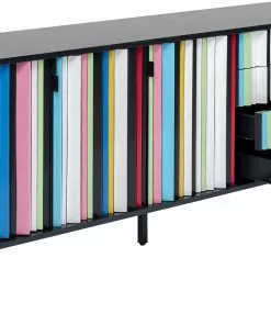 Kare Design Concertina Senkki, Sivupöytä - Colore, Monivärinen 186x74cm -Huonekalu kauppa komoda kolorowa z szufladami i drzwiami mdf 186 cm podstawa czarna stalowa 6