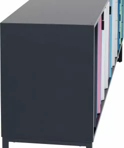 Kare Design Concertina Senkki, Sivupöytä - Colore, Monivärinen 186x74cm -Huonekalu kauppa komoda kolorowa z szufladami i drzwiami mdf 186 cm podstawa czarna stalowa 7