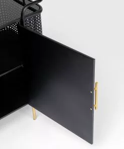 Kare Design Fence Senkki, Sivupöytä 120x70cm -Huonekalu kauppa komoda loft ze szklanym blatem czarna 120x70 cm 12