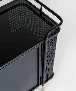 Kare Design Fence Senkki, Sivupöytä 120x70cm -Huonekalu kauppa komoda loft ze szklanym blatem czarna 120x70 cm 13