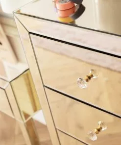 Kare Design Luxury Champagne Korkea Lipasto, 5 Laatikkoa -Huonekalu kauppa komoda luxury gold 5 49x110 cm szampanska 12