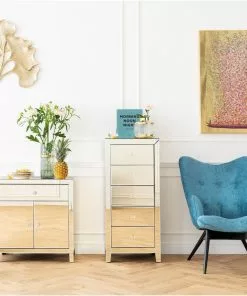 Kare Design Luxury Gold Lipasto, 2 Ovea, 1 Laatikko -Huonekalu kauppa komoda luxury gold 71x76 cm szampanska 12