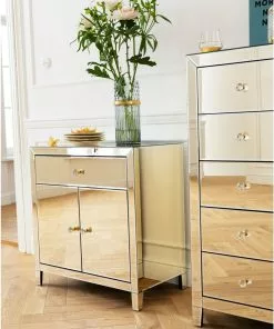 Kare Design Luxury Gold Lipasto, 2 Ovea, 1 Laatikko -Huonekalu kauppa komoda luxury gold 71x76 cm szampanska 13