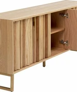 Kare Design Concertina Senkki, Sivupöytä - Natur 186x74cm -Huonekalu kauppa komoda naturalna z szufladami i drzwiami 186 cm podstawa zlota 4