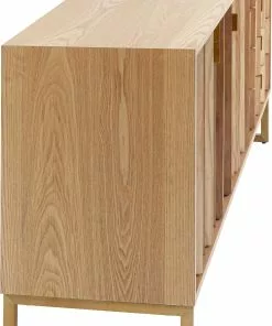 Kare Design Concertina Senkki, Sivupöytä - Natur 186x74cm -Huonekalu kauppa komoda naturalna z szufladami i drzwiami 186 cm podstawa zlota 5