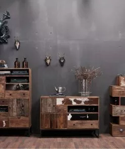 Kare Design Rodeo Senkki, Lipasto 3 Ovea, 4 Laatikkoa -Huonekalu kauppa komoda rodeo 115x80 cm drewniana 13