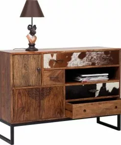 Kare Design Rodeo Senkki, Lipasto 3 Ovea, 4 Laatikkoa -Huonekalu kauppa komoda rodeo 115x80 cm drewniana 3