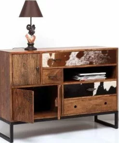 Kare Design Rodeo Senkki, Lipasto 3 Ovea, 4 Laatikkoa -Huonekalu kauppa komoda rodeo 115x80 cm drewniana 4