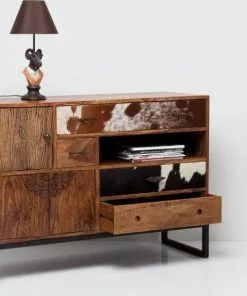 Kare Design Rodeo Senkki, Lipasto 3 Ovea, 4 Laatikkoa -Huonekalu kauppa komoda rodeo 115x80 cm drewniana 6