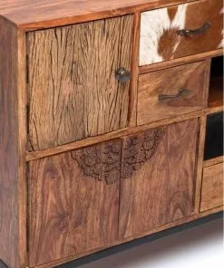 Kare Design Rodeo Senkki, Lipasto 3 Ovea, 4 Laatikkoa -Huonekalu kauppa komoda rodeo 115x80 cm drewniana 7