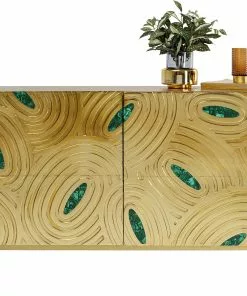 Kare Design Saragossa Senkki 150x80cm -Huonekalu kauppa komoda saragossa 150x80 cm zlota zielony malachit 7