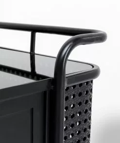 Kare Design Fence Lipasto 80x80cm -Huonekalu kauppa komoda z szufladami fence 80x80 cm czarna blat szklany 10