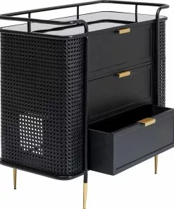 Kare Design Fence Lipasto 80x80cm -Huonekalu kauppa komoda z szufladami fence 80x80 cm czarna blat szklany 3