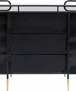 Kare Design Fence Lipasto 80x80cm -Huonekalu kauppa komoda z szufladami fence 80x80 cm czarna blat szklany 5