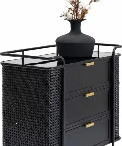 Kare Design Fence Lipasto 80x80cm -Huonekalu kauppa komoda z szufladami fence 80x80 cm czarna blat szklany 6